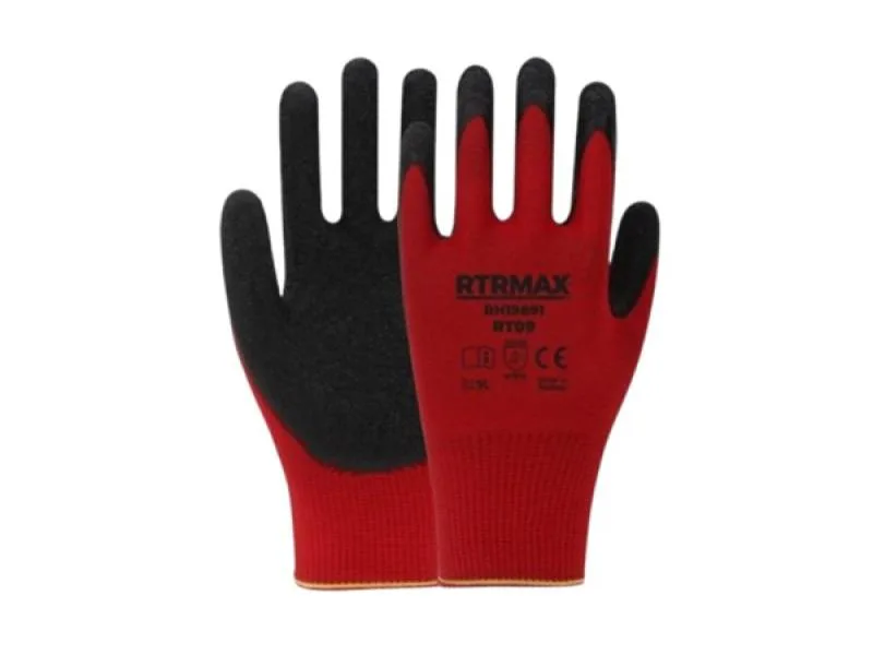 RTR LATEX KAPLI POLYESTER ELDİVEN RT09 KIRMIZI NO:10$