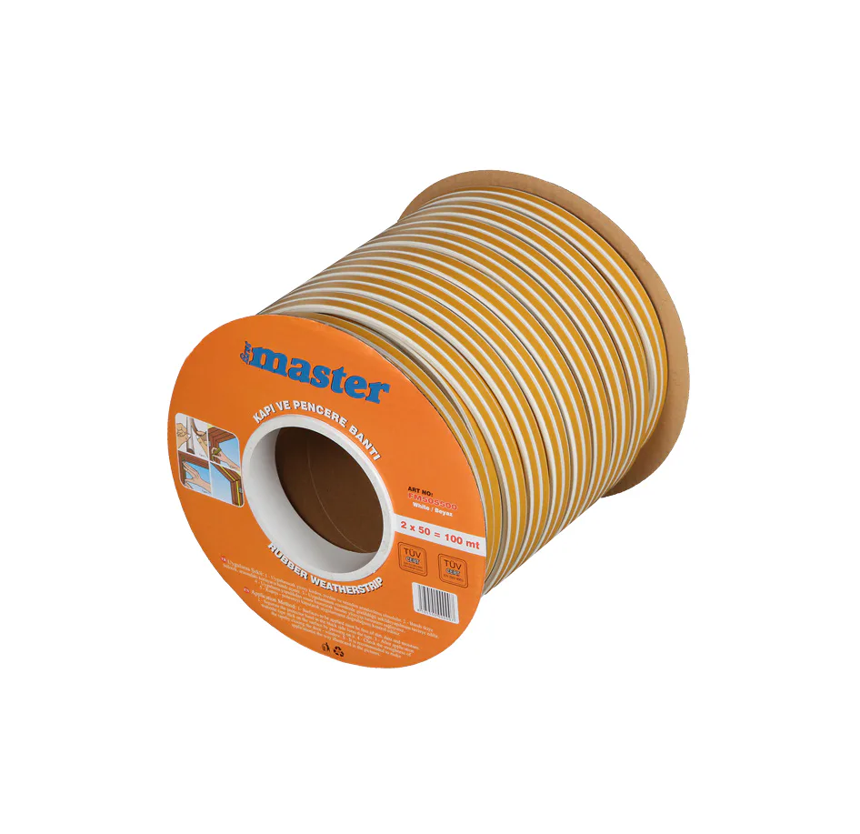 KAUÇUK FİTİL BANT(9mmx6mm) BEYAZ 100 mt