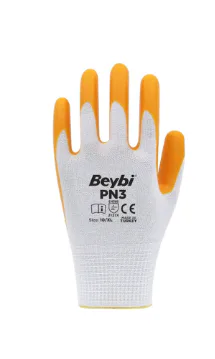 BEYBİ NİTRİL POLY ELDİVEN PN3 BEYAZ-SARI NO:10