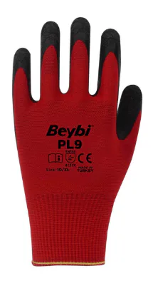 BEYBİ NİTRİL POLY ÖRME PL9 KIRMIZI/SİYAH OPP NO:10