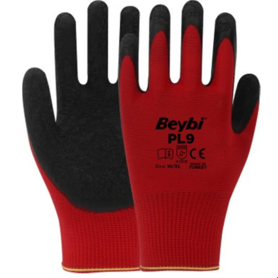 Beybi Latex Eldiven PL9 Kırmızı / Siyah No:10