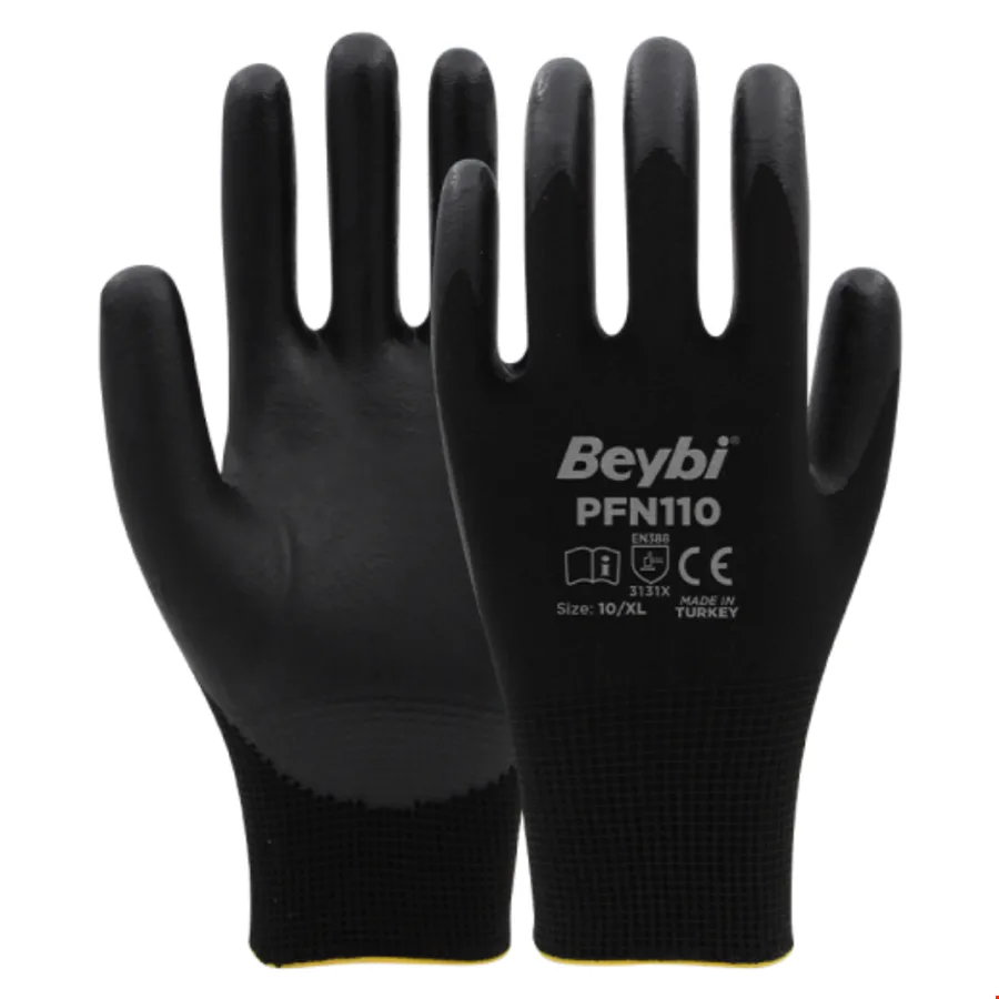 Beybi PFN110 Köpük Nitril Eldiven Siyah No:10