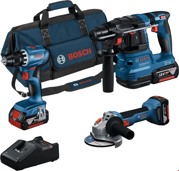 Bosch 0615A5007L Kombi Set 18VKit: GSR+GWS+GBH+3x4.0Ah+GA