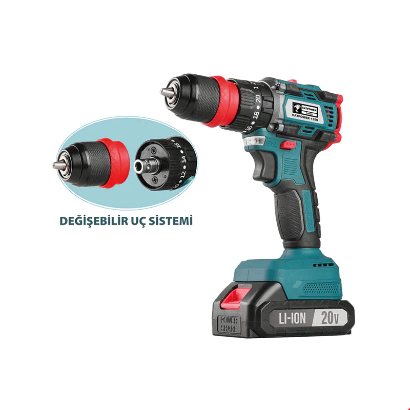 Catpower CAT1350 Akülü Vidalama 20V Kömürsüz 2x2Ah Akü 45 nm Tork