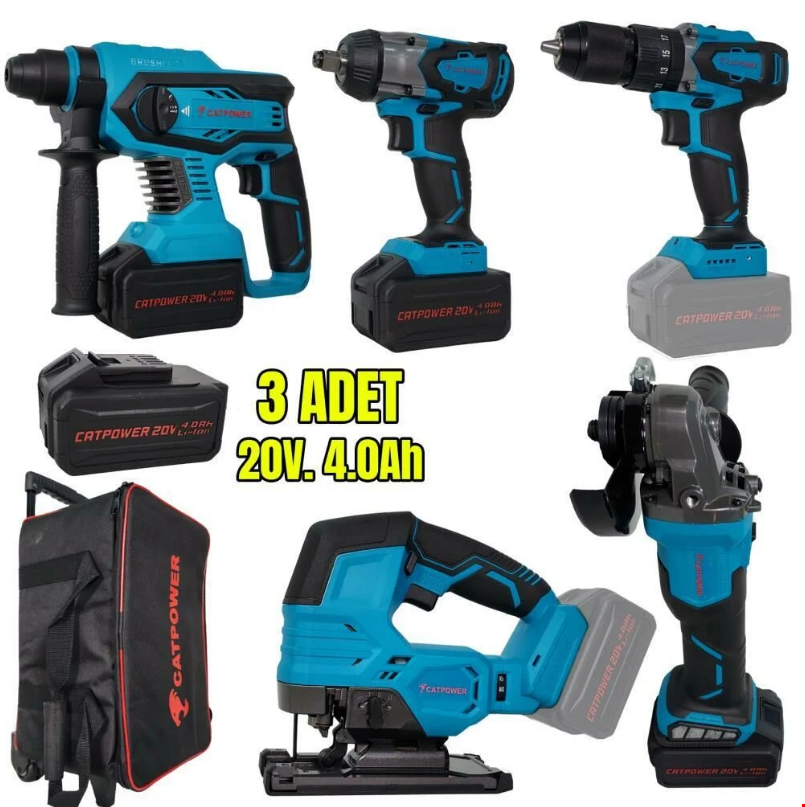 Catpower CAT4150 Kömürsüz Akülü Set 5 Parça 3 Akülü * 4.0 AH