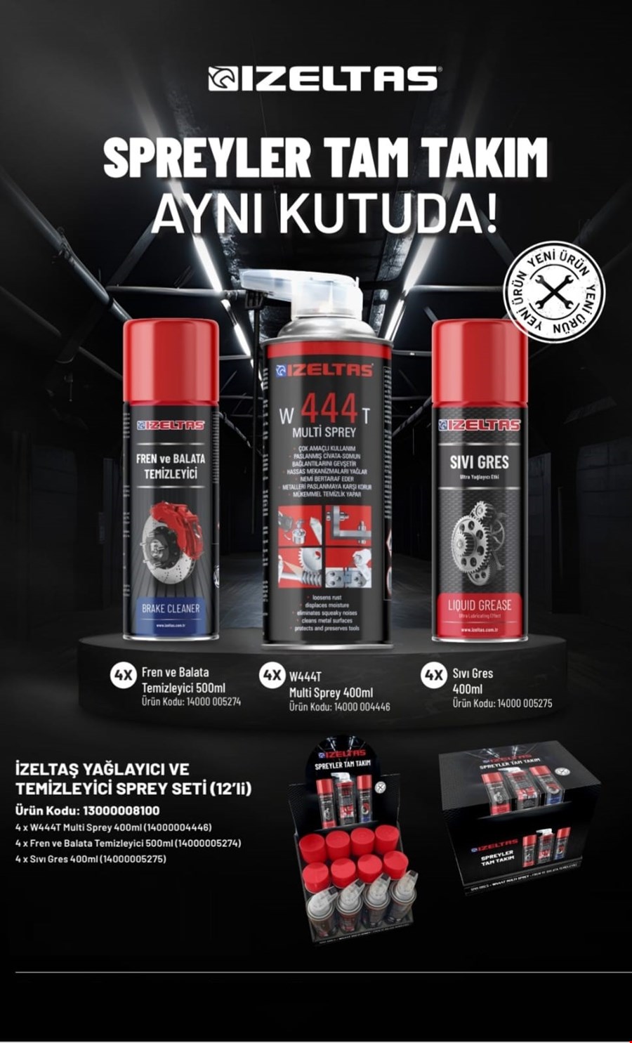 İzeltaş Yağlayıcı ve Temizleyici Sprey Set (12li)