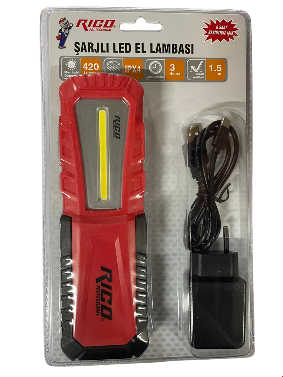 RICO RC0038 Şarjlı Led El Lambası 420 LM