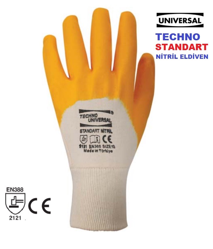 Üniversal Nitril Eldiven Extra Techno Sarı 9 No