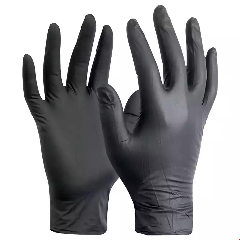 Junıor Dokulu Nitril Eldiven Siyah XL 50 Li